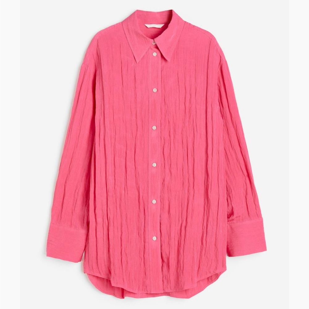 H&M Pink Crinkled Chiffon Shirt XS
